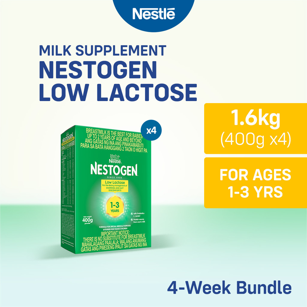 NESTOGEN Low Lactose Milk Supplement Powder for Children 1-3 Years Old 400g - Pack for 4