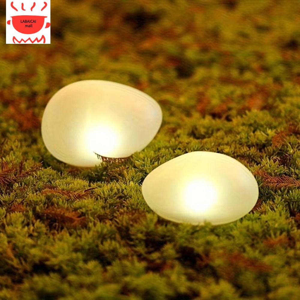 LABAICAI Hình dạng đá cuội Đèn đá năng lượng trời Tiết kiệm năng lượng Tự động bật/tắt Đèn năng lượng trời LED Chống nước Trang trí Đèn cảnh quan năng lượng trời Ngoài trời