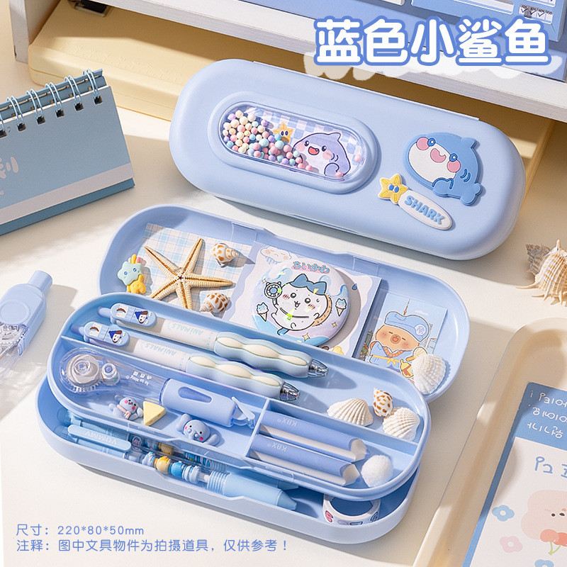 COD kotak pensil 2 tingkat tempat alat tulis karakter imut anti bentur bubble pop it sekolah anak