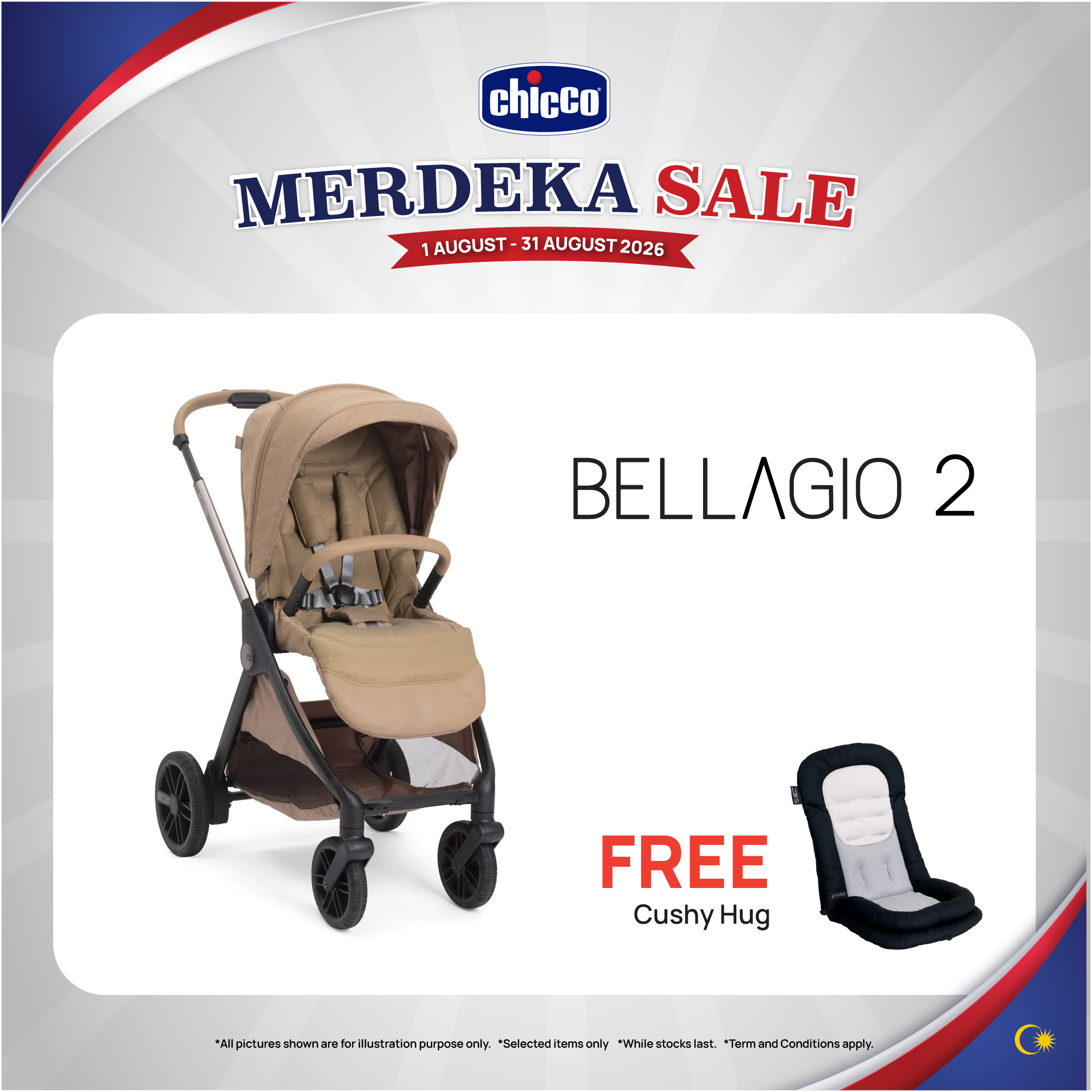Chicco Bellagio 2 Two Ways Facing Rubber Wheels Stroller (Caramel)