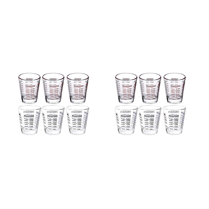 (YEAJ) 12Pcs Measuring Cup Espresso Shot Glass Liquid Heavy Glass Wine Glass 26-Incremental Measurem