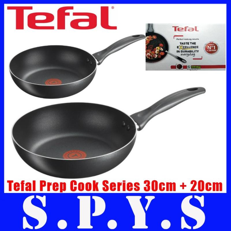 Tefal Prep Cook Non Stick Cookware. 3 Pcs Set - 30 cm Pan + 20cm Pan + Wooden Spatula. No LEAD Content. Local SG Seller. Super Fast Delivery. 1 Year Warranty. Singapore