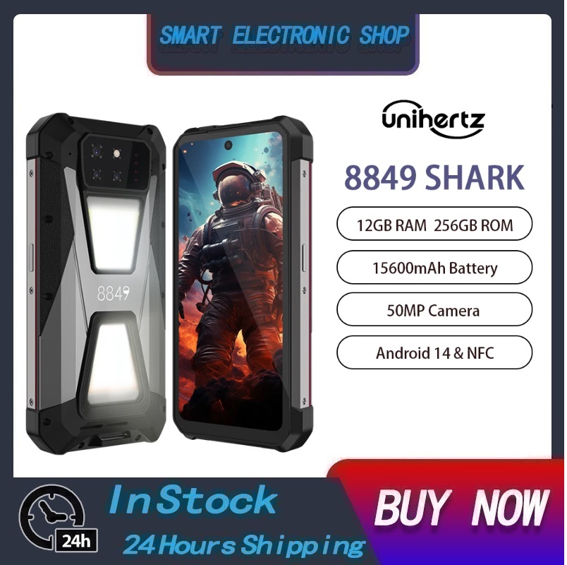 Unihertz 8849 SHARK 5G Rugged Smartphone Android 14 24GB RAM(12GB+12GB)+256GB ROM Mobile Phone 15600mAh 120Hz 66W Cellphone NFC ราคา 15,000 บาท*ส่งฟรี