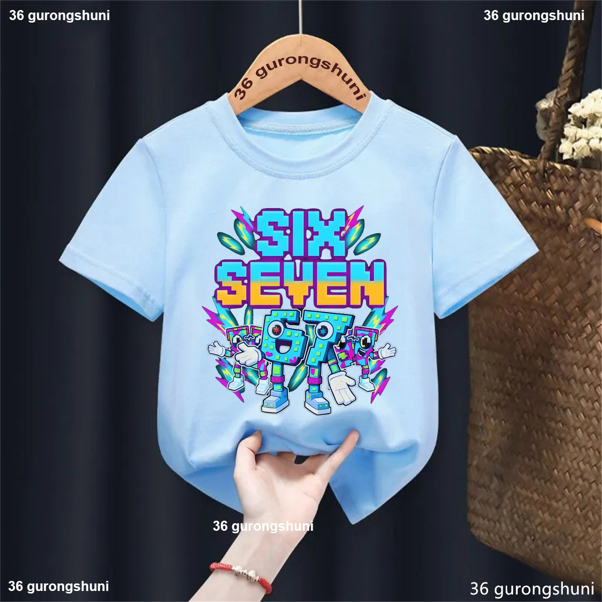 Italian Brainrot 67 Meme Building Blocks Printed T Shirt Girls/Boys Kawaii Kids Clothes White/Black/Pink/Blue/Red/Grey Tshirt - 4