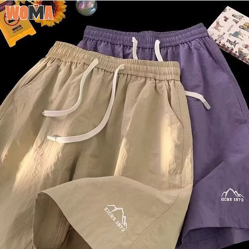 WOMA Quần Short Thể Thao Nam Nữ Mới Quần Năm Phân Ống Đứng Rộng Rãi Thời Trang