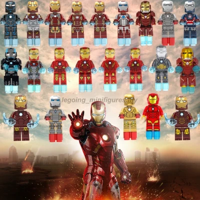 Compatible with Legoing Toy Minifigures Iron Man Mark 85 Tony Stark Captain Marvel Hulk Avengers Endgame Building Blocks Toys For Children