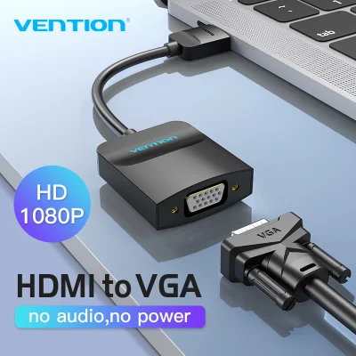 Vention HDMI to VGA Converter 1080P Digital to Analog HDMI To VGA Adapter With Power Supply Port and Audio Port For Laptop Computer Xbox PS4 TV Projector Video Audio Cable HDMI To VGA Adaptor