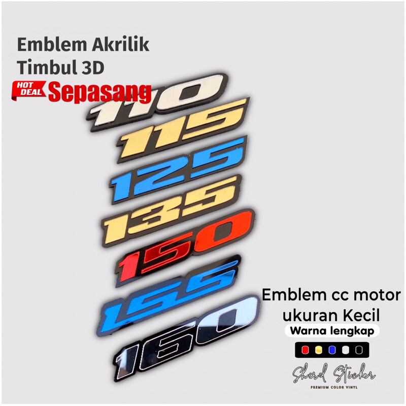 Emblem akrilik CC motor universal logo CC 110 115 125 135 150 155 160 timbul sepasang kanan & kiri Harga 17,120 rupiah*Gratis Ongkir