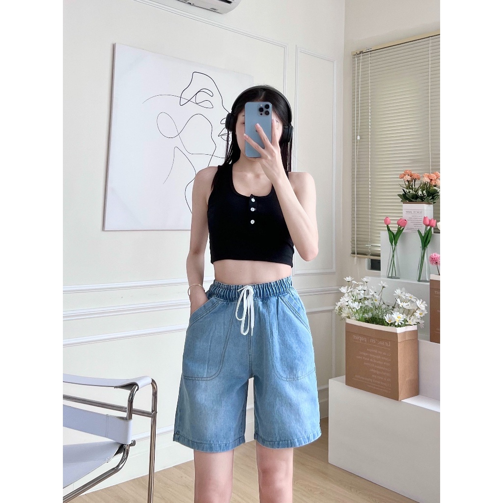 Quần Jean nữ lưng chun co giãn có bigsize 3XL, quần bò lửng lưng thun co giãn phong cách Hàn Quốc