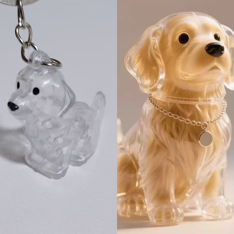 PICOK Rõ ràng Puppy tóc tưởng niệm lưu niệm viên nang pet của chó lông container tự làm mặt dây chuyền Keychain trang trí vật nuôi những người yêu thích nhà hiển thị Quà Tặng - 3