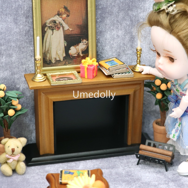 hot DT 1 12 Scael Dollhouse Fireplace Pretend Doll House Mini Mural Room