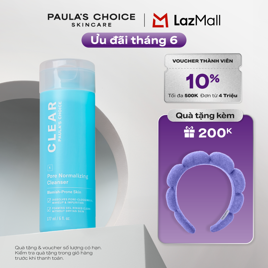Sữa rửa mặt  dạng gel ngăn ngừa mụn và se khít lỗ chân lông Paula’s Choice Clear Pore Normalizing Cleanser 177 ml 6002