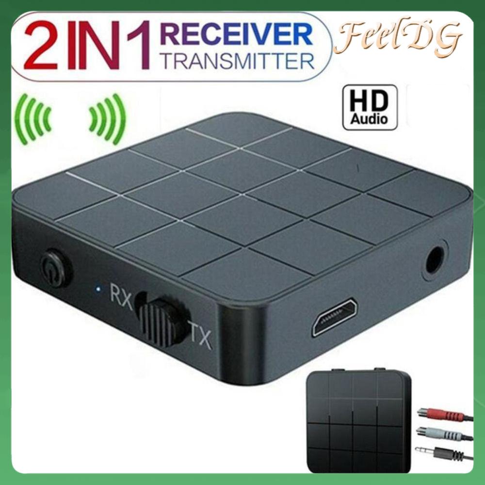 FEELDG Bluetooth 5.0 Bộ thu phát âm thanh Thiết kế 2 trong 1 Kết nối RCA Bộ chuyển đổi nhạc không dây HD với micro 3.5mm Bộ chuyển đổi RCA máy tính cá nhân