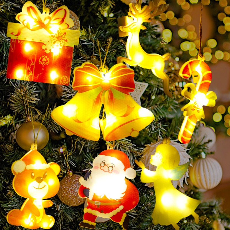 Đèn LED treo trang trí Giáng sinh ông già Noel người tuyết cây thông giáng sinh bầu không khí ánh trang trí tiệc năm mới