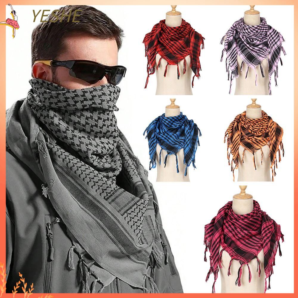 YESHE Trang phục truyền thống hồi giáo Khăn quàng cổ sa mạc Ả Rập kafiya Keffiyeh Khăn Bandana palestine Khăn quàng cổ Shemagh Chống gió Mũ cầu nguyện ramadan Khăn trùm đầu Dành cho nam nữ đi bộ đường dài