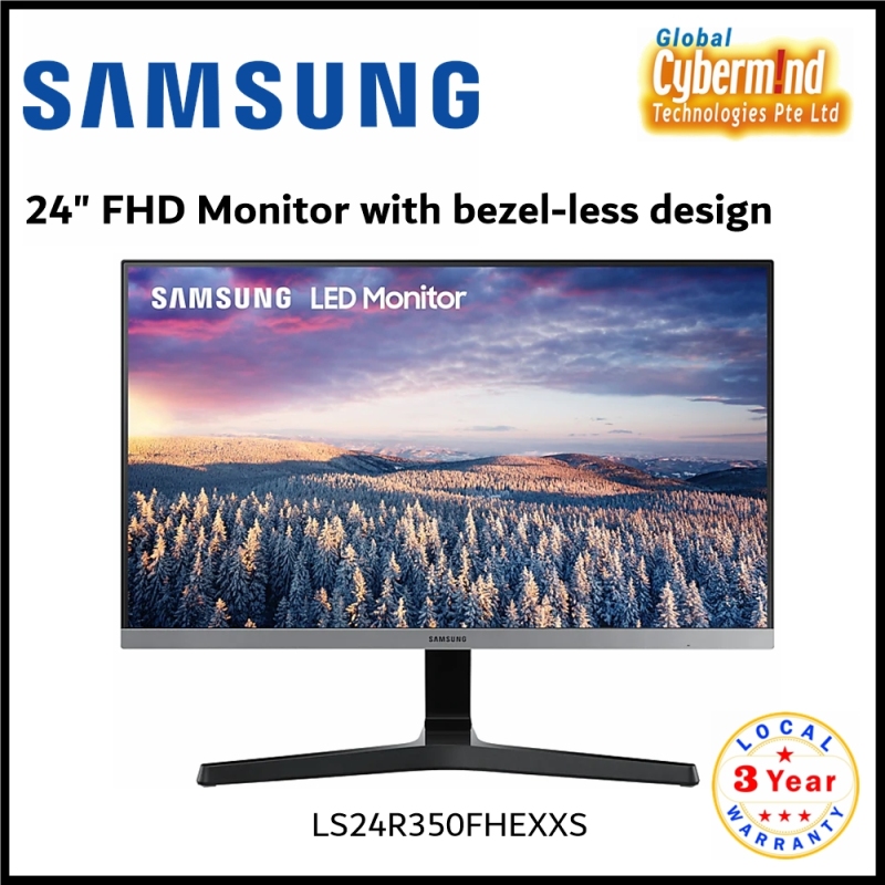 SAMSUNG 24  FHD Monitor with bezel-less design LED Monitor LS24R350FHEXXS ( Brought to you by Cybermind ) Singapore