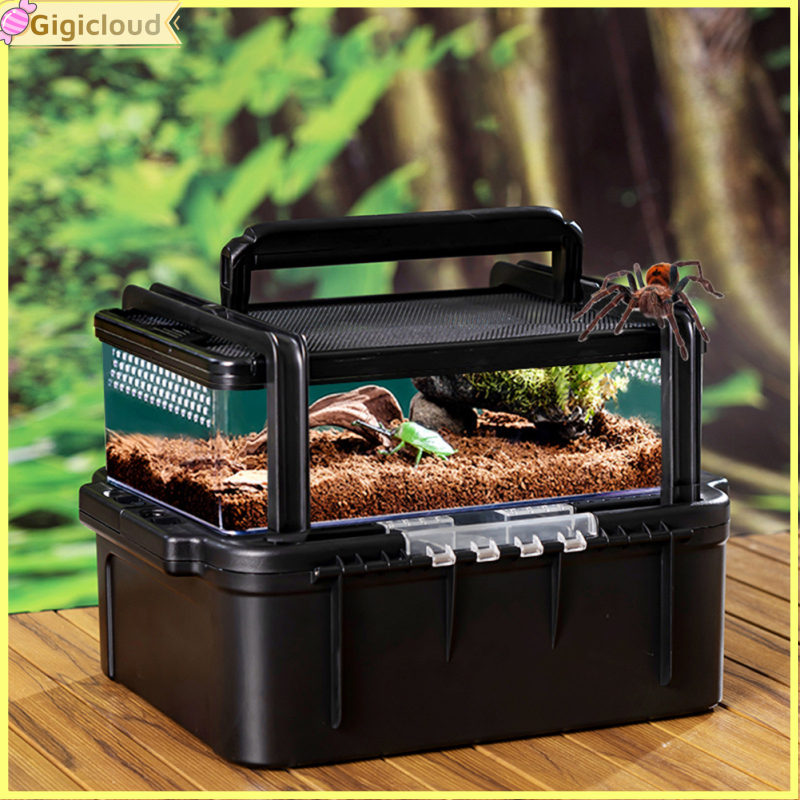 Gigicloud IN stock Outdoor Reptile Feeding Box Habitat Aquarium Amphibians Shelter Tank Portable Transport Container For Bearded Dragon Turtle ราคา 1,168 บาท*ส่งฟรี