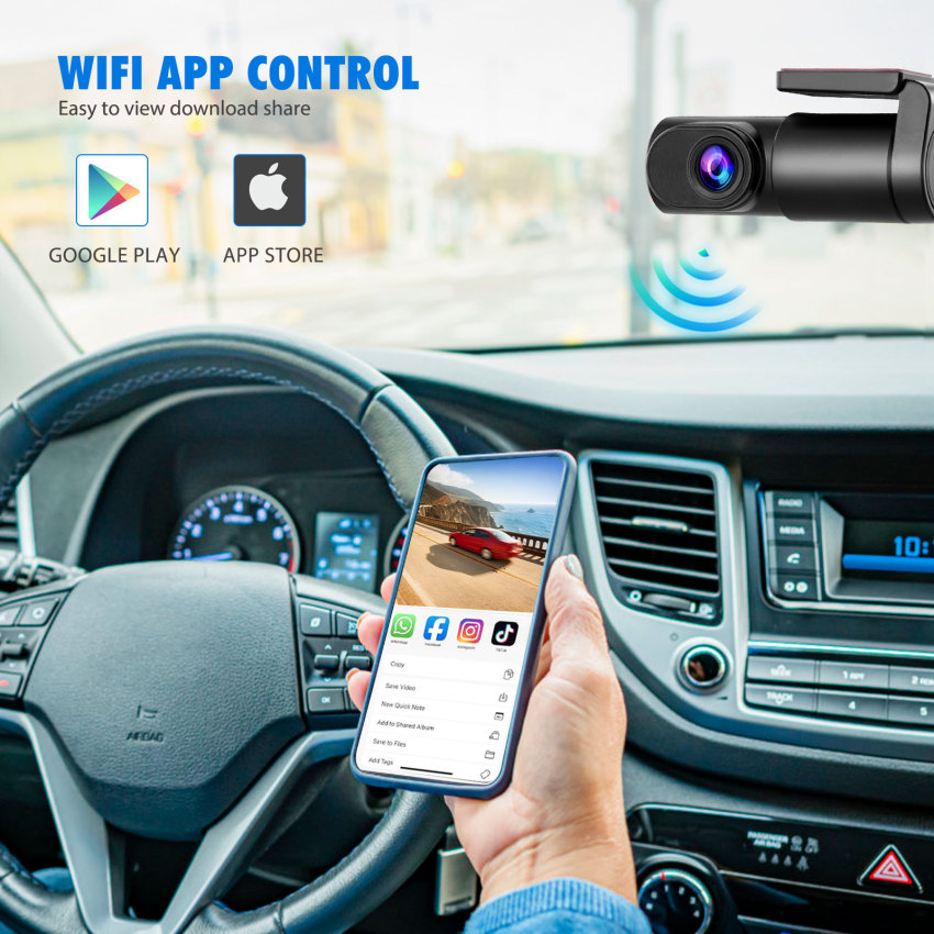 【Hàng có sẵn】 Dash Cam phía trước, Camera hành trình WiFi Mini 1080P cho ô tô, Camera ô tô Dash với màn hình đỗ xe màn hình nhỏ 0.96 ", siêu nhìn trong đêm, góc rộng 170 °, ứng dụng điều khiển, cảm biến G, lắp đặt dễ dàng