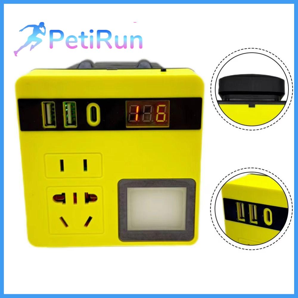 PETIRUN DC 21V đến 220V Biến tần pin lithium 2 cổng USB 1 loại C 120W Bộ chuyển đổi biến tần Di động với ánh sáng Bộ chuyển đổi điện Cho Mán Makita Dành cho các hoạt động ngoài trời