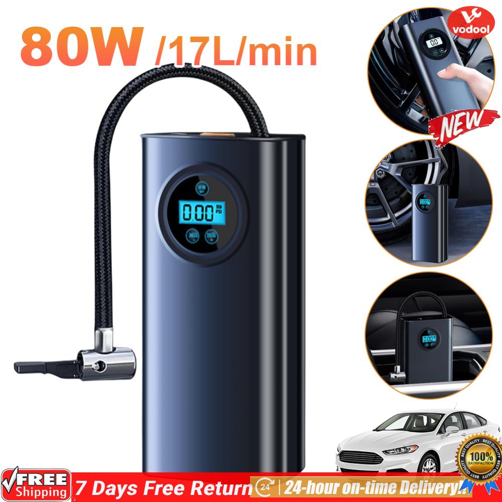 [Vodool Official Mall]เครื่องเติมลมยางรถแบบชาร์จไฟได้พองลมขนาดเล็กปั๊มลมจอแสดงผล LCD เครื่องสูบลมแบบพกพาสำหรับรถยนต์รถจักรยานยนต์จักรยาน Ball ราคา 149 บาท*ส่งฟรี