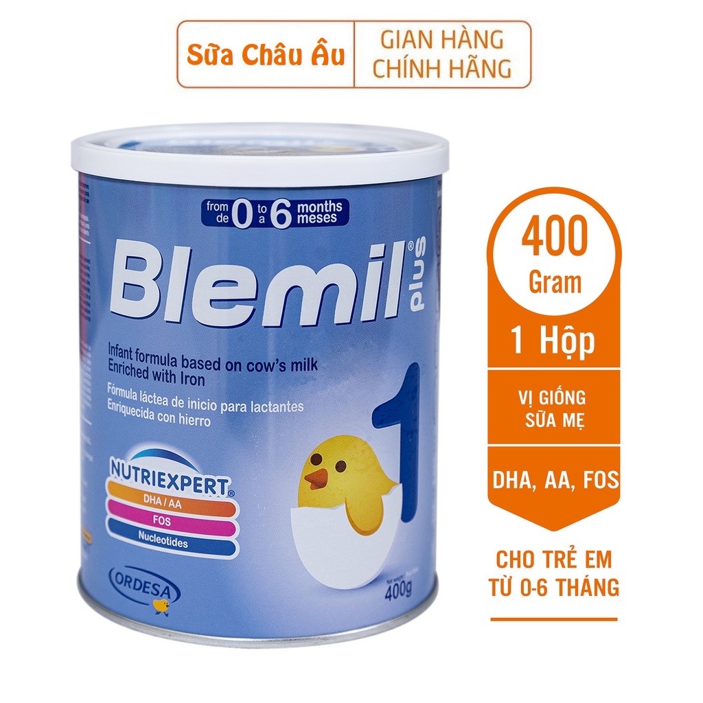 Sữa bột sinh học Blemil Plus 1 nhập khẩu Tây Ban Nha cho trẻ sơ sinh 400g