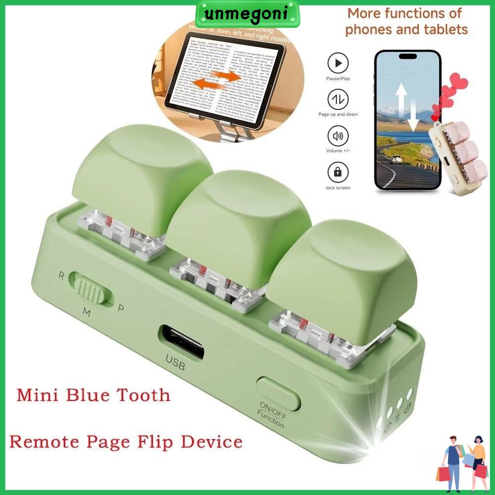 UNMEGONI Đa chức năng Bộ lật trang bàn phím Phổ quát Di động Thiết bị lật trang bàn phím Quà tặng 3 phím Bàn phím chuyển trang sách điện tử Để lật trang PPT PDF video ngắn
