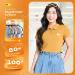 Áo polo nữ YODY vải mắt chim chất liệu cotton cao cấp, thoáng khí, có áo gia đình APN3340