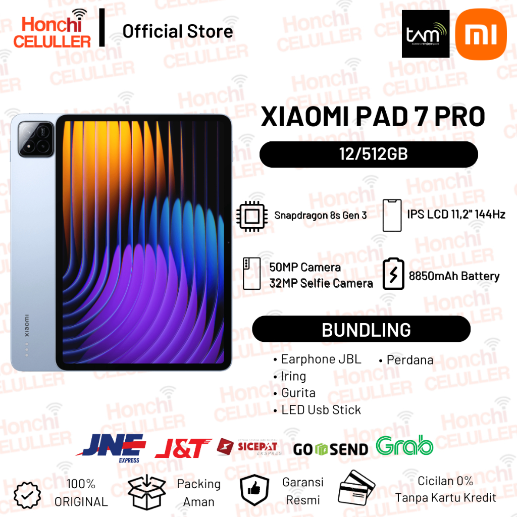 Xiaomi Pad 7 Pro 12/512GB | Snapdragon 8S Gen 3 | Layar 11.2 3.2K 144Hz Dolby Vision Atmos | Ultra-thin & lightweight | Xiaomi HyperAI Garansi Resmi Indonesia TAM Harga  5,999,000 Ringgit*Penghantaran Percuma