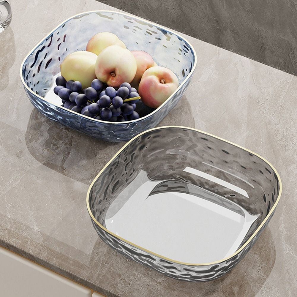 Cửa hàng nhựa đĩa trái cây hình vuông trong suốt đĩa để đồ ăn vặt sáng tạo dung tích lớn hộp trái cây khô hộ gia đình