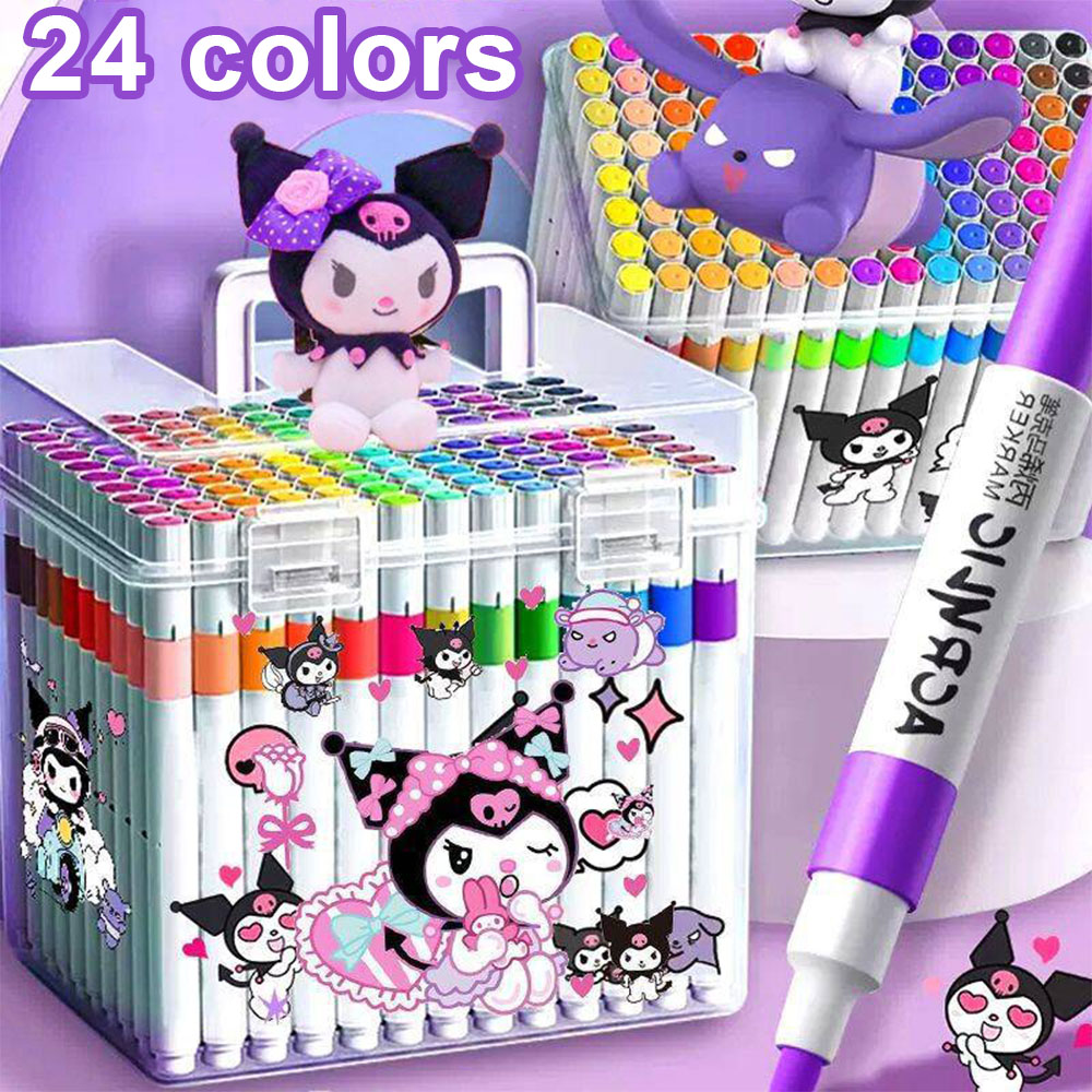 24 Colors Acrylic Paint Pens Markers Premium Permanent Fabric Paint Markers with Organization Pen Box for Wood Canvas Stone Rock Painting Glass Ceramic Surfaces