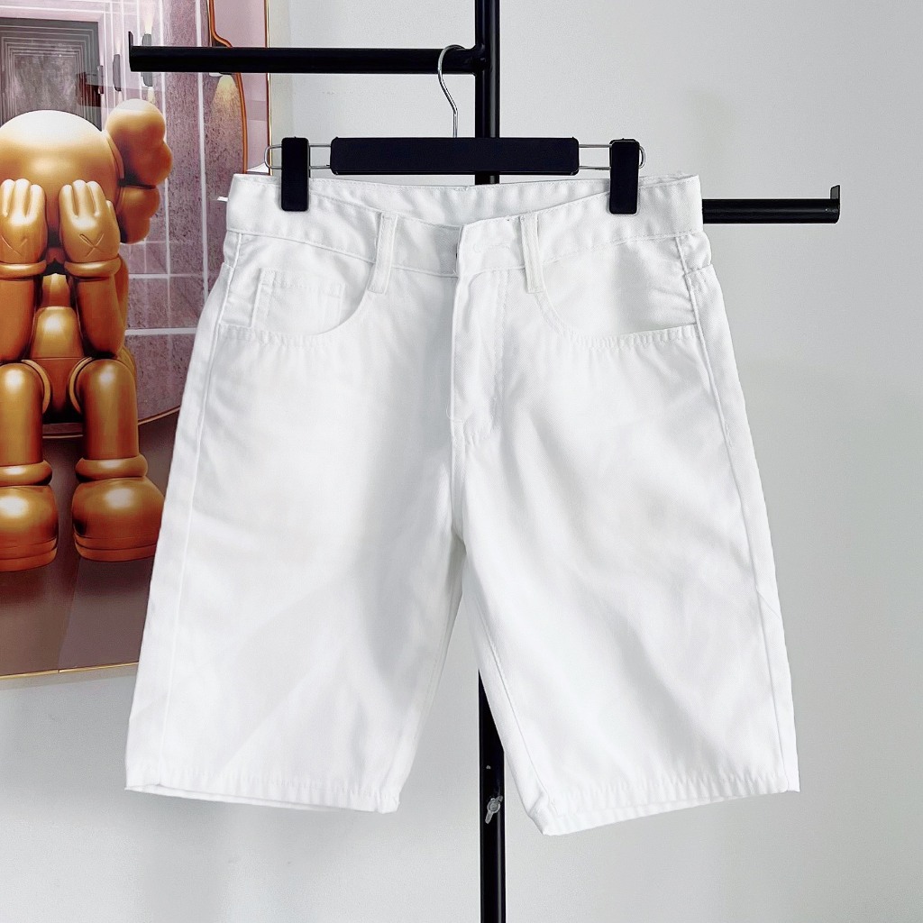 [max 221] Short Jean Cotton Nam trơn màu trắng có size lớn [tnhung]