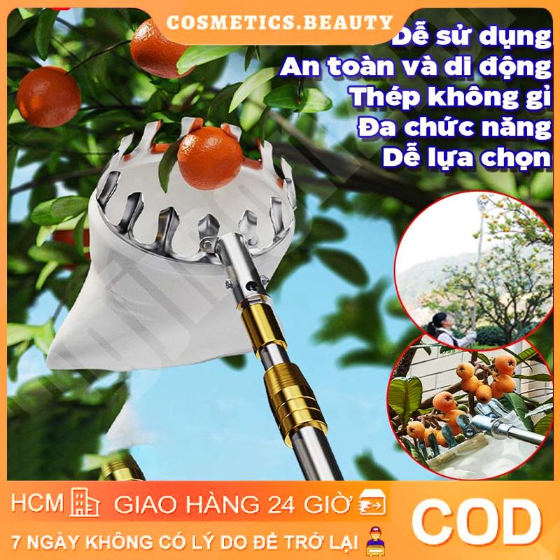 Vợt hái trái cây dụng cụ hái trái cây Dụng cụ gậy sào vợt kim loại đa năng tiện lợi siêu chắc COS