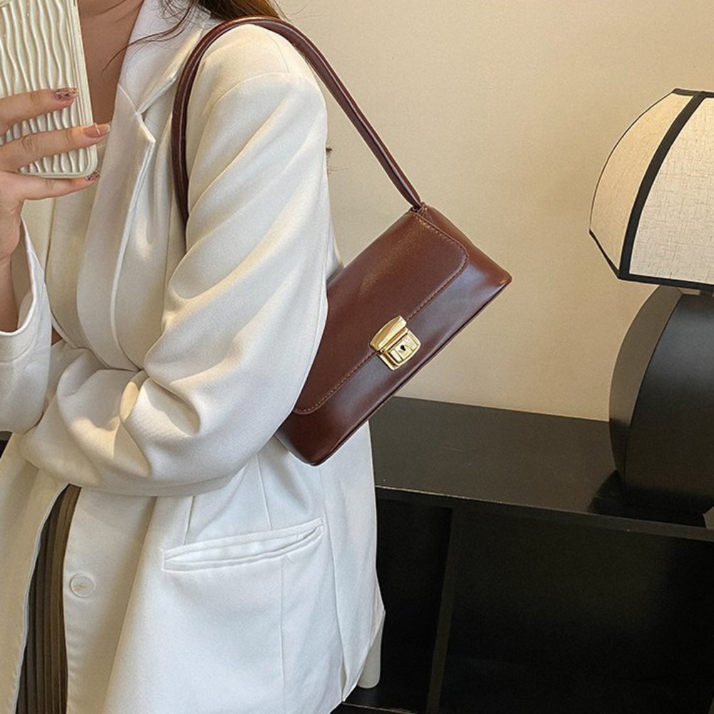 HERWK Cổ điển Túi đựng bánh mì Pháp Túi xách Dung lượng lớn Túi đeo nách Hợp thời trang Thời trang Túi đeo vai bằng da PU Các cô gái - 2
