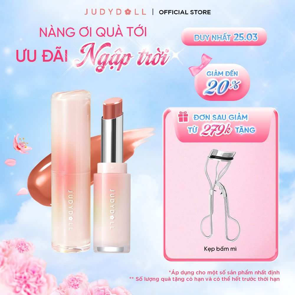 JUDYDOLL Son dưỡng có màu Judydoll Watery Glow Lipstick Dưỡng ẩm Mềm môi Sáng da 3g
