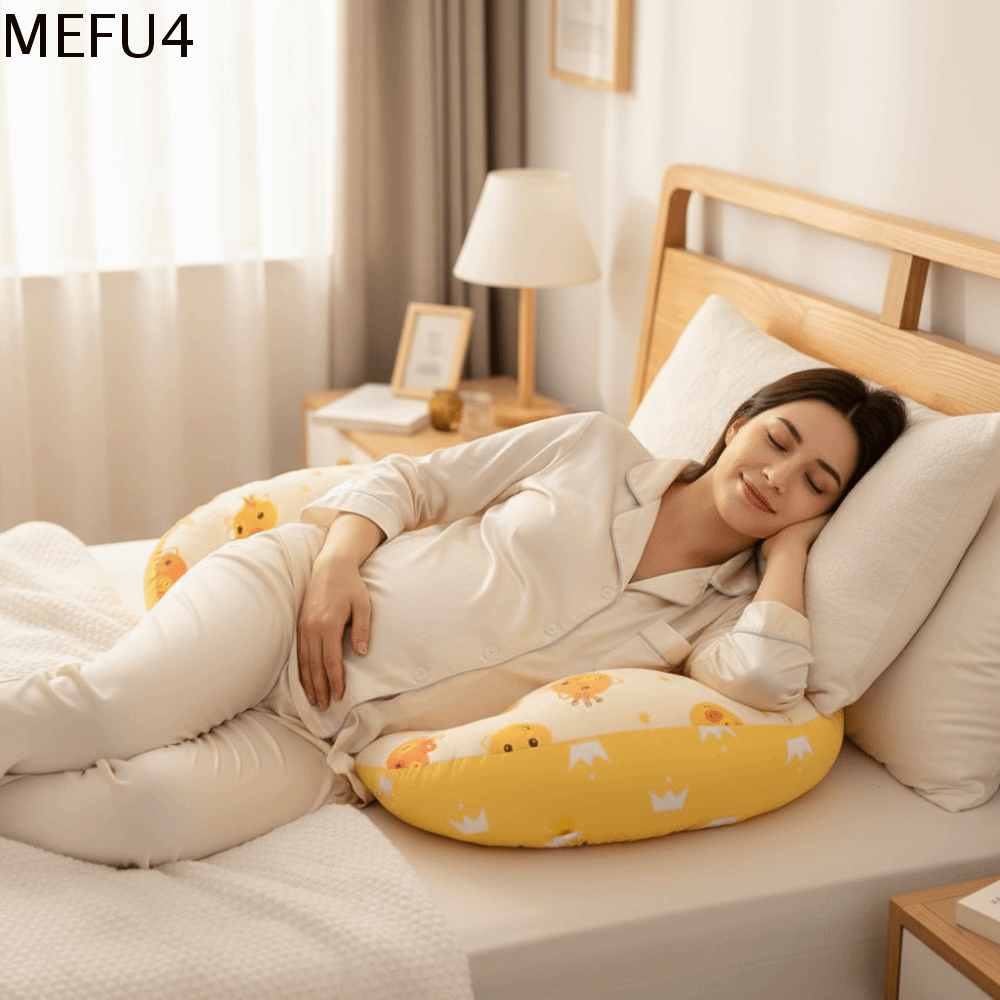 MEFU4 Công thái học Gối bầu Khả năng phục hồi cao Khoảng cách điều chỉnh Gối cho bà bầu Dễ thương Phim hoạt hình Gối cho phụ nữ mang thai Phụ nữ mang thai