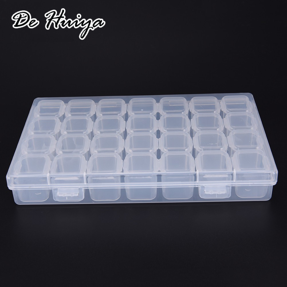 DEHUIYA Wumei001ผู้ขายชั้นนำพลาสติกใส28ช่องสามารถปรับกล่องเก็บเครื่องประดับกล่องเก็บของเขตจีน ราคา 29 บาท*ส่งฟรี