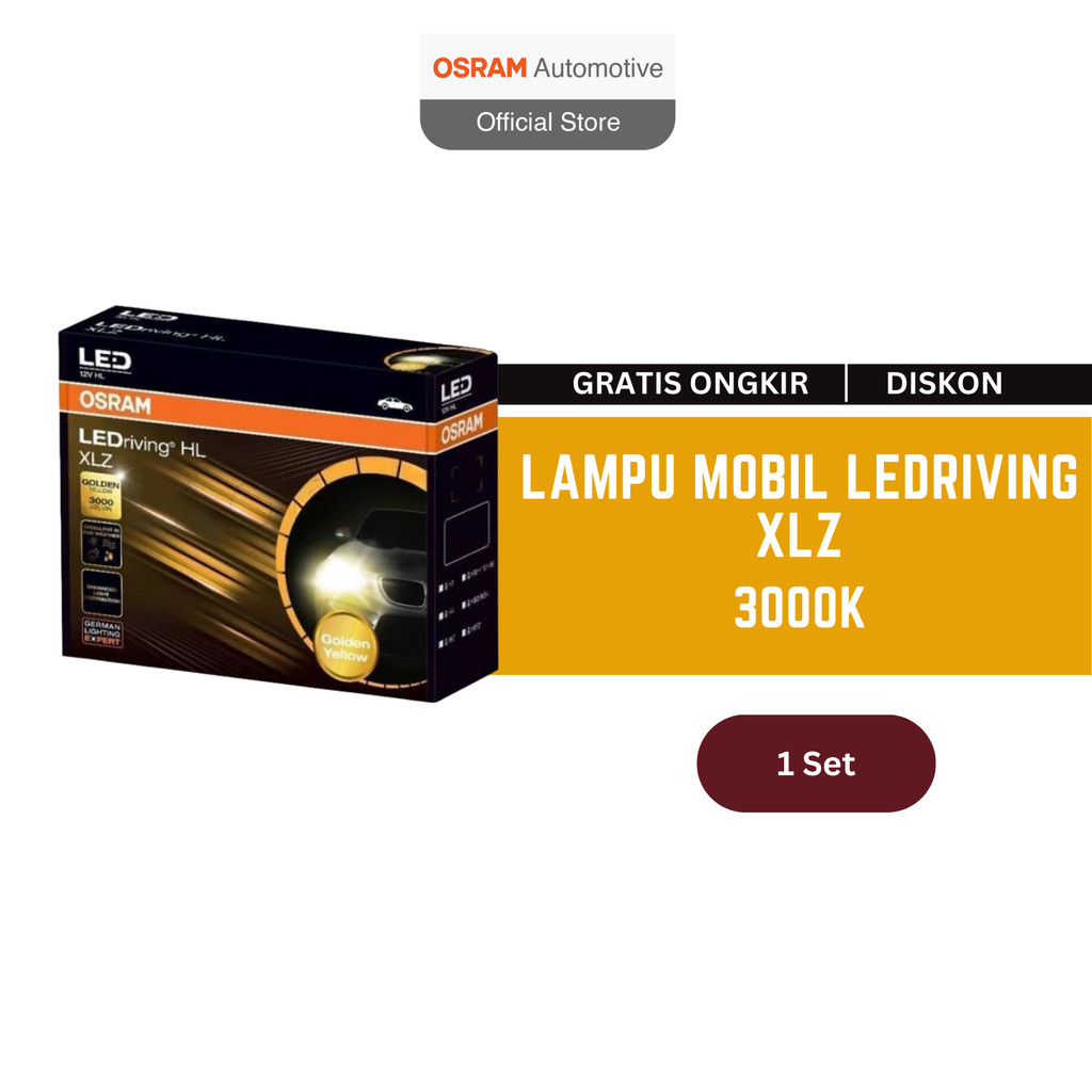 Osram Lampu Mobil LEDriving XLZ 25W 12V - H4 - D6204YE - Golden Yellow - 3000K Harga 954,500 rupiah*Gratis Ongkir