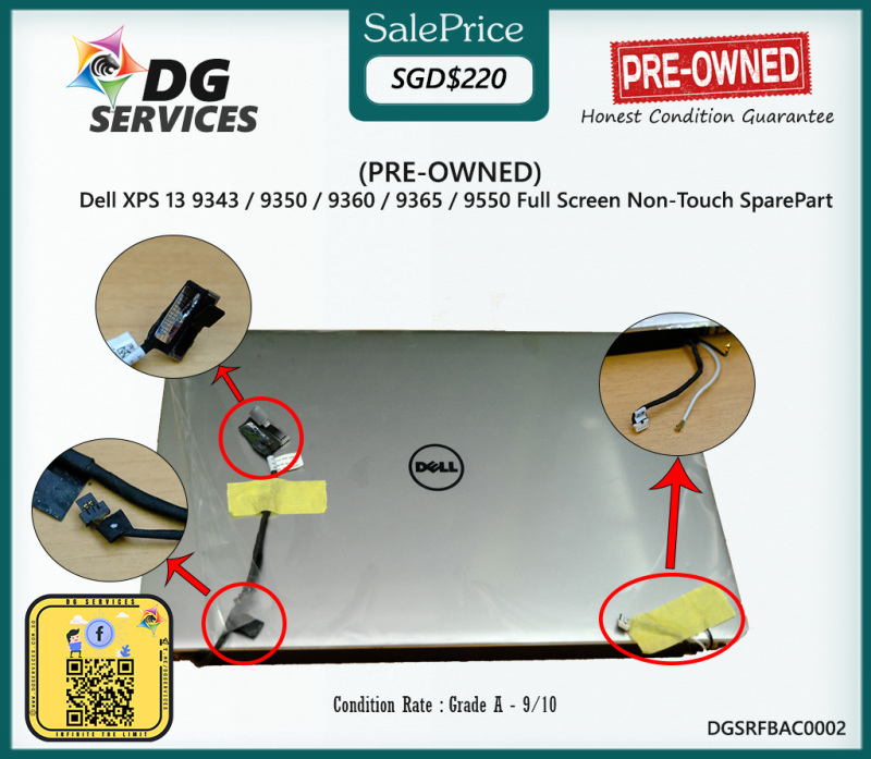 PRE-OWNED - Dell XPS 13 9343 9350 9360 9365 9550 Full Screen Non-Touch SparePart