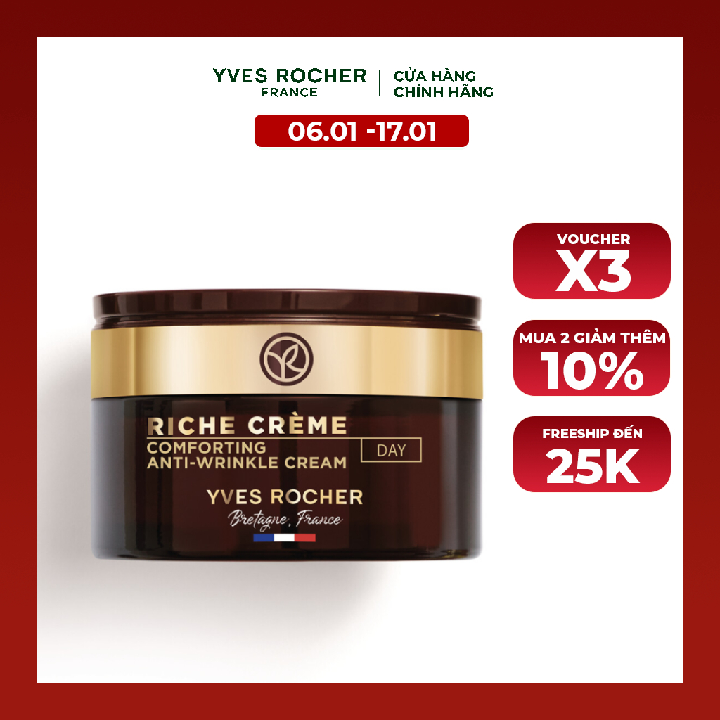 Kem Dưỡng Da Chống Lão Hóa Ban Ngày Yves Rocher Riche Creme Comforting Anti-Wrinkle Day Cream Pot 50