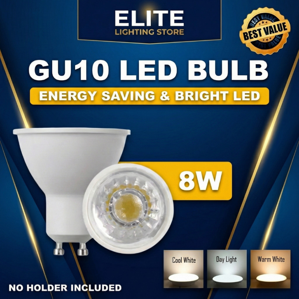 LED GU10 Bulb 8W High Brightness Spotlight (Daylight/Cool/Warm) Energy Saving Twist & Lock Mentol GU10 240V
