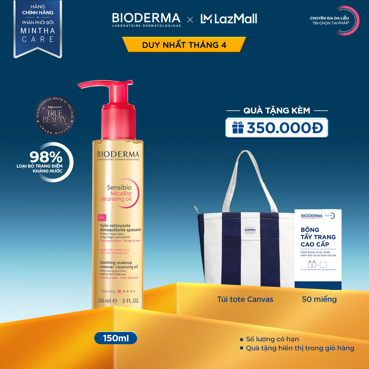 Dầu tẩy trang  làm sạch Bioderma Sensibio Micellar cleansing oil - 150ml