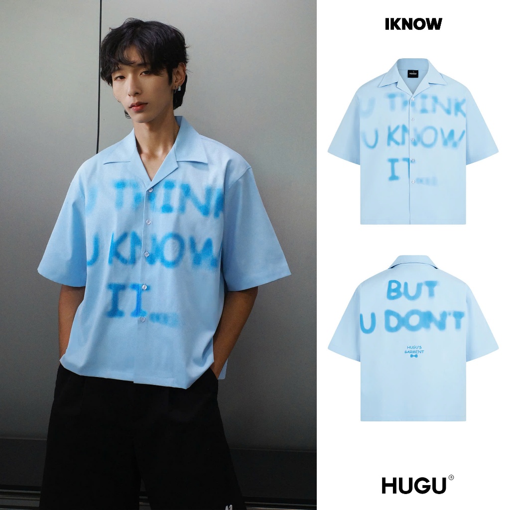 Áo sơ mi ngắn tay graffiti local brand HUGU - I KNOW form sơ mi regular