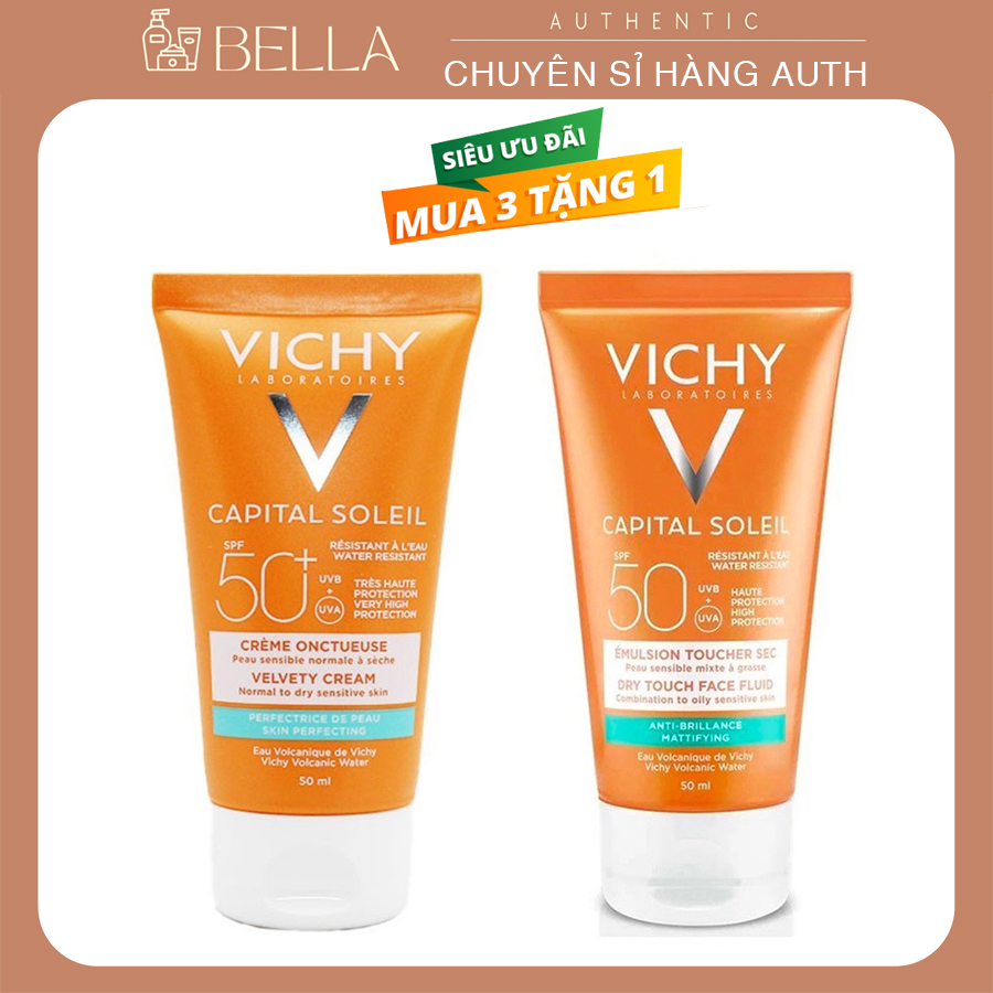 Kem Chống Nắng VICHY Capital Soleil Dry Touch Face Fluid SPF50 Pháp 50ml thấm nhanh, không gây nhờn rít