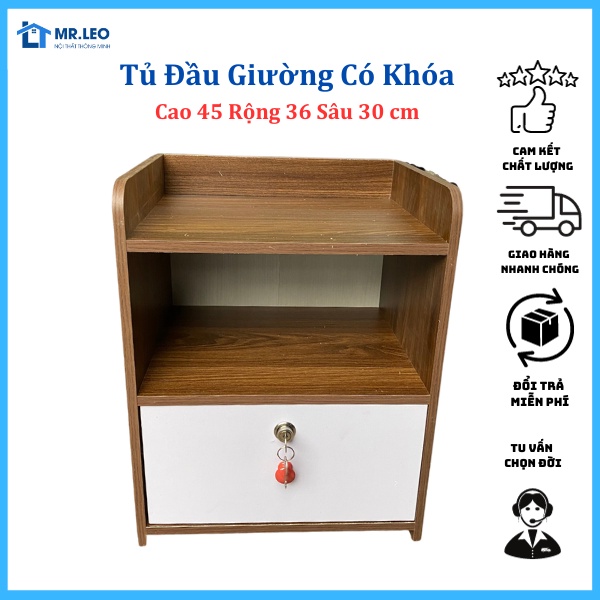 Tủ Để Đầu Giường - Tab Đầu Giường Gỗ MDF Cao Cấp Màu Gỗ