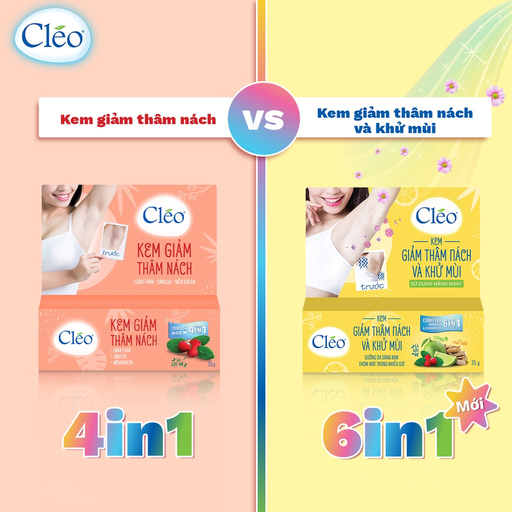 Kem Giảm Thâm Nách & Khử Mùi, Dưỡng Da Sáng Mịn CLEO Complex Whitener & Deodorizer 35g