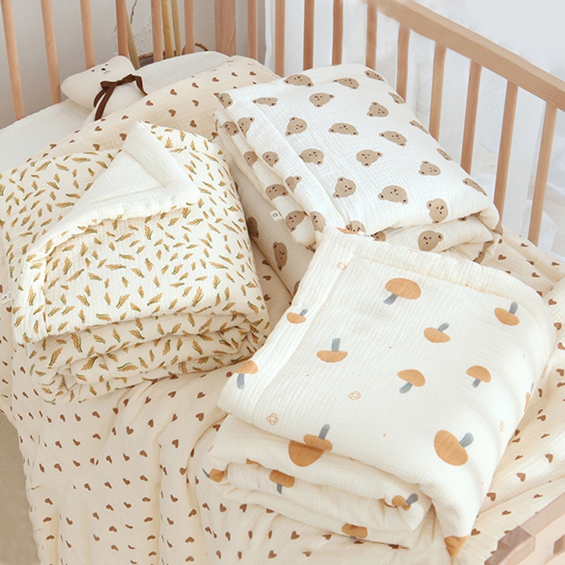 Mùa Đông Chăn Cho Giường cũi trẻ em Mềm Mại bộ đồ giường trẻ sơ sinh Muslin Bé Comforter Thảm dày Mẫu Giáo Trẻ Em Giường Mền 110x130cm