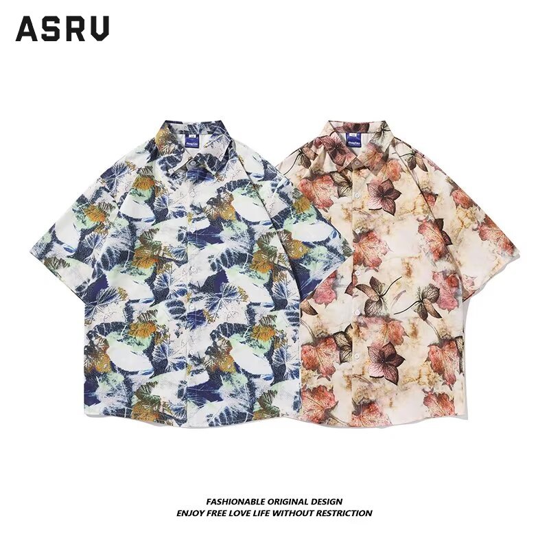 ASRV Hawaiian couple shirts Floral men's short sleeves Songkran loose jacket ราคา 165 บาท*ส่งฟรี