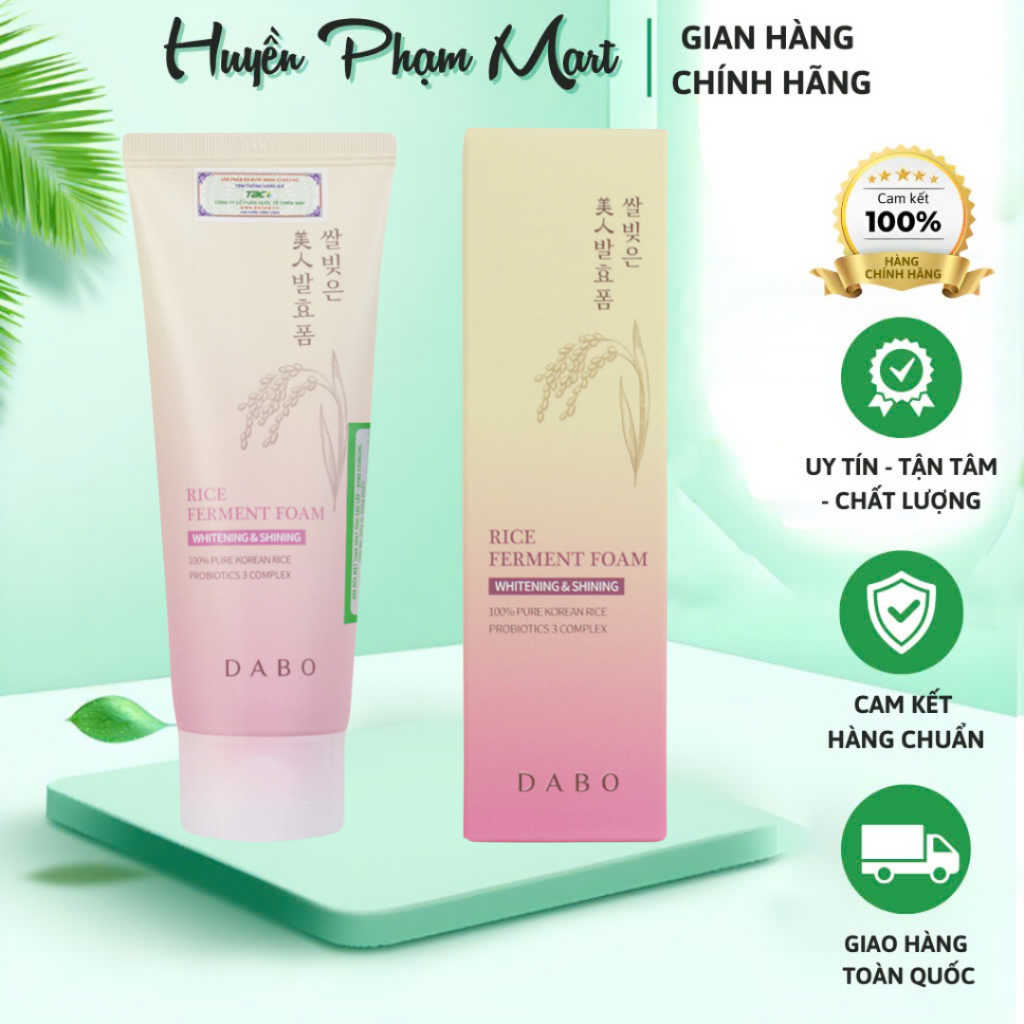 Sữa Rửa Mặt Gạo Lên Men Tự Nhiên DABO Ferment Foam 180ml Làm Sạch Bụi Bẩn Sâu