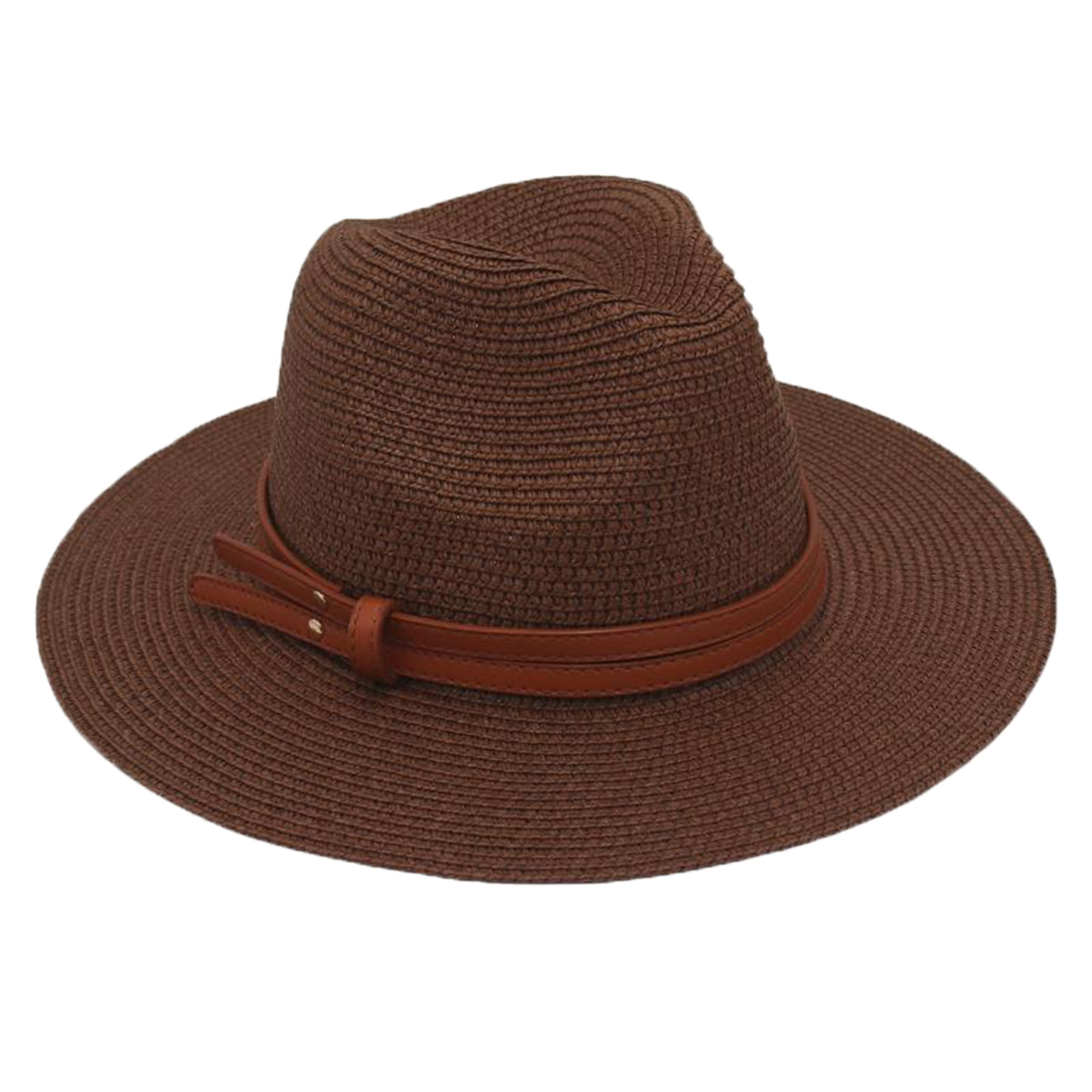 Women Straw Sun Hat Breathable Straw Hat Women’s Wide Brim Straw Hat with Faux Leather Belt – Adjustable Foldable Summer Beach Hat for Uv Protection Jazz Style Perfect for Asia Outdoors - 5