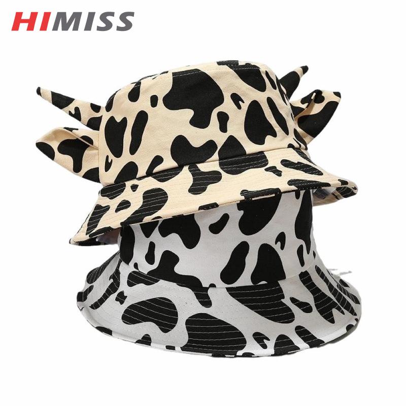 HIMISS Trendy Bucket Hat With Cute Horn Ears Beach Sun Hat For Women Men Summer Foldable Sun Protection Fisherman Hat ราคา 153 บาท*ส่งฟรี